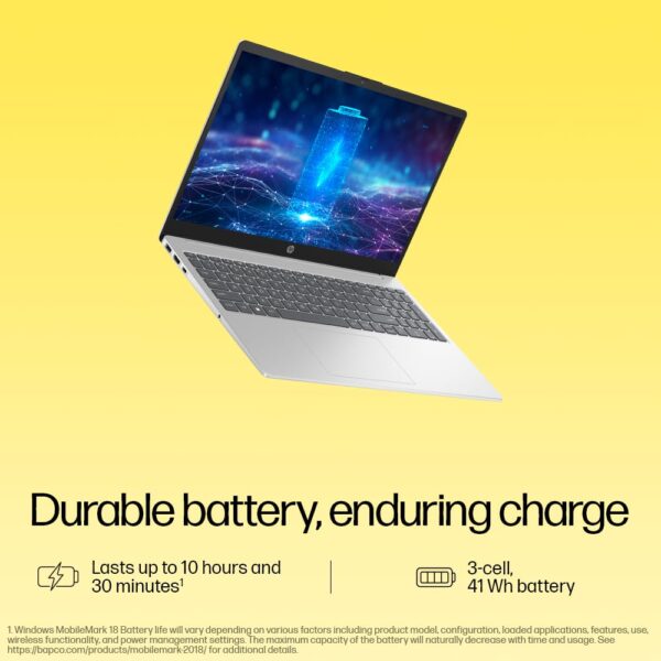 HP 15, AMD Ryzen 3 7320U (8GB LPDDR5, 512GB SSD) FHD, Anti-Glare, Micro-Edge, 15.6"/39.6cm, Win 11, Office 21, Silver, 1.59kg, fc0154AU, AMD Radeon Graphics, 1080p FHD Camera Laptop - Image 7