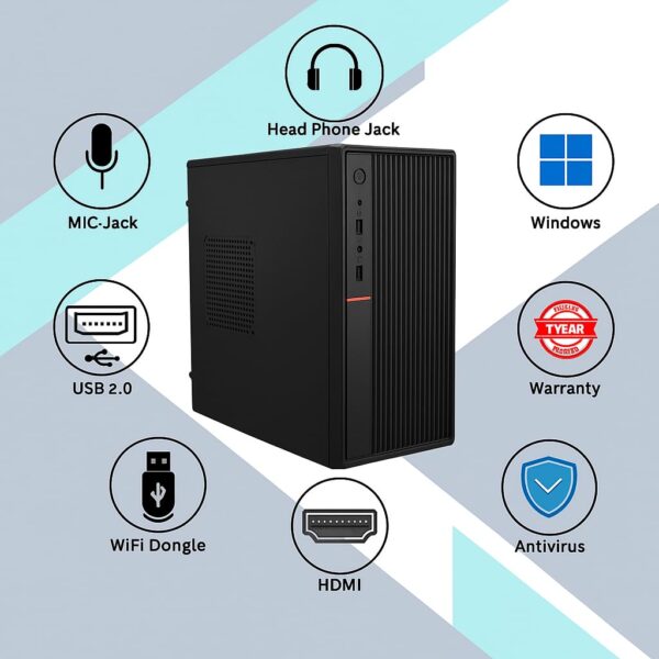 TECNICO Desktop Computer Set, Core i5-2400, 8GB RAM, 128GB SSD, 20-inch Monitor, Keyboard, Mouse, Speakers - Image 3