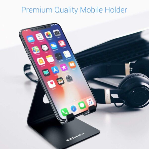 Portronics MODESK Universal Mobile Holder Stand with Metal Body, Anti Skid Design, Light Weight for All Smartphones, Tablets, Kindle, iPad(Black) - Image 5