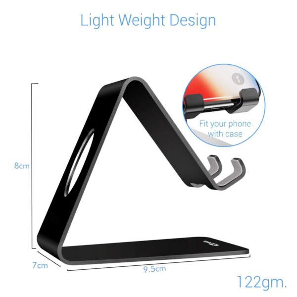Portronics MODESK Universal Mobile Holder Stand with Metal Body, Anti Skid Design, Light Weight for All Smartphones, Tablets, Kindle, iPad(Black) - Image 9