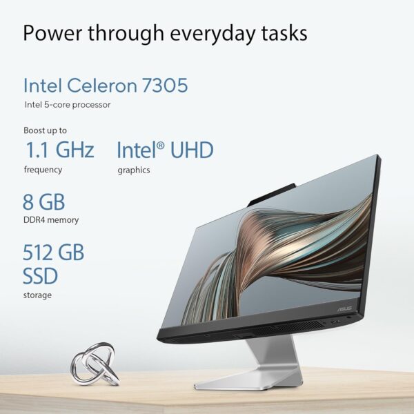 ASUS AIO A3202,21.45" FHD,Intel Celeron 7305, All-in-One PC (8GB/512GB/Windows 11/MS Office 365 Basic (1Year)*/Office 2024/Black/4.84 Kg), with Wireless Keyboard & Wireless Mouse, A3202WBA-BPB006WS - Image 3