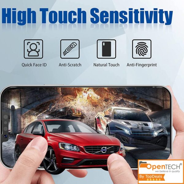 OpenTech® Military-Grade Tempered Glass Screen Protector Compatible for iPhone 13/13 Pro / 14 / 16e with Edge to Edge Coverage and Easy Installation kit (6.1 Inches) - Image 6