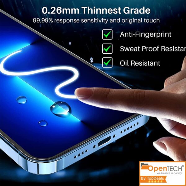 OpenTech® Military-Grade Tempered Glass Screen Protector Compatible for iPhone 13/13 Pro / 14 / 16e with Edge to Edge Coverage and Easy Installation kit (6.1 Inches) - Image 7
