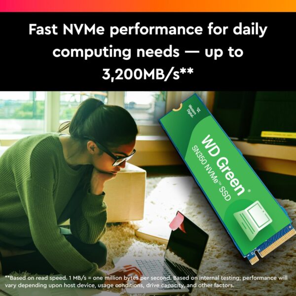 Western Digital WD Green SN350 NVMe 250GB, Upto 2400MB/s, 3 Y Warranty, PCIe Gen 3 NVMe M.2 (2280), Internal Solid State Drive (SSD) (WDS250G2G0C) - Image 5