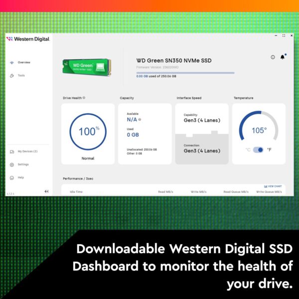 Western Digital WD Green SN350 NVMe 250GB, Upto 2400MB/s, 3 Y Warranty, PCIe Gen 3 NVMe M.2 (2280), Internal Solid State Drive (SSD) (WDS250G2G0C) - Image 7
