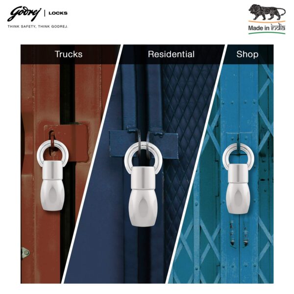 Godrej Locks I Ultra Scorpio Padlock I 3 Keys I for Main Door I Gate Lock I Tool Box, Shutters, Shops & Offices I Strong Hardened Corrosion Resistant Shackle I Nickel Finish - Image 4