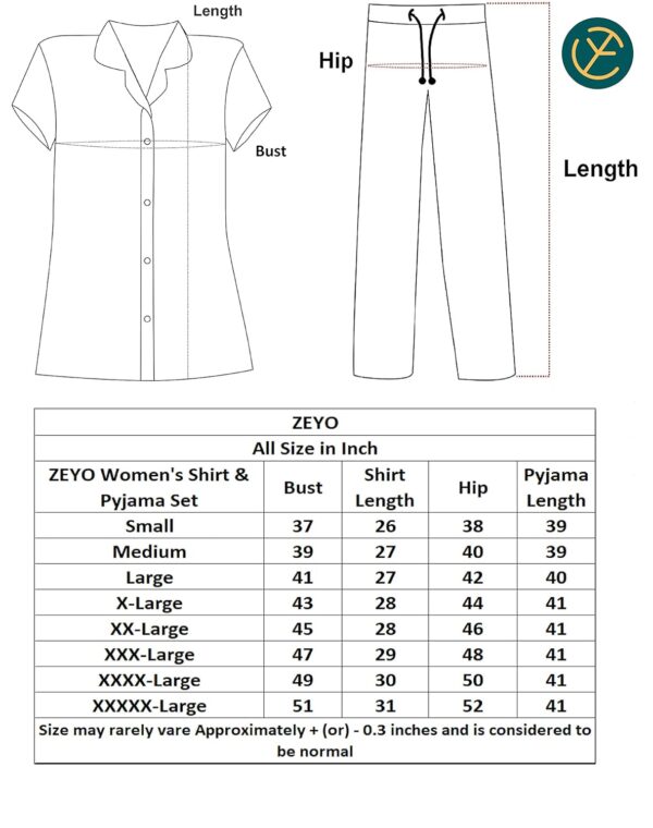 ZEYO Night Suit for Women's Musical Note's Printed Cotton Night Dress of Shirt and Pajama Set 5748 - Image 8