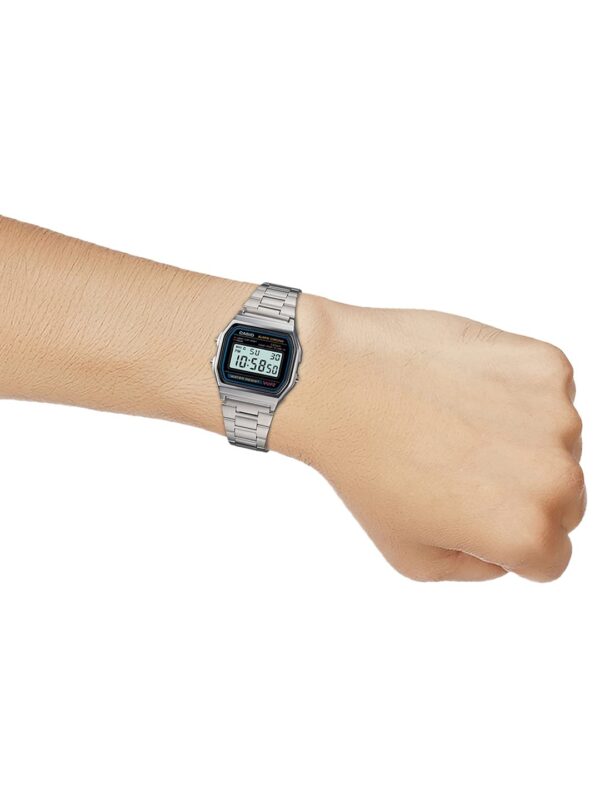 Casio Vintage A-158WA-1Q Digital Grey Dial Unisex Watch Silver Metal Strap (D011) - Image 6