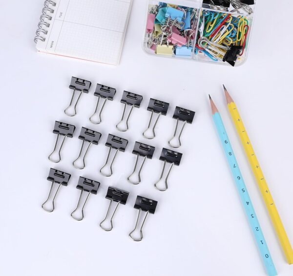 BRUSTRO Assorted Clip Box | Includes 120 Paper Clips-28mm & 56 Binder Clips (25mm- 6 pcs| 19mm- 15 pcs| 15mm- 35pcs) | Home, Office, Stationery use, Ideal for Kids and Adults, Reusable, Flexible - Image 6