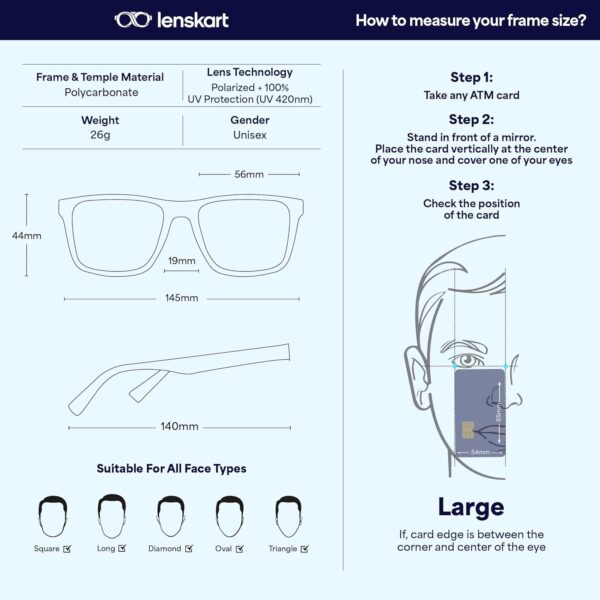 VINCENT CHASE EYEWEAR By Lenskart | Full Rim Square Sunglasses | Polarized And 100% UV Protected|Men & Women| Vc S13973 - Image 9