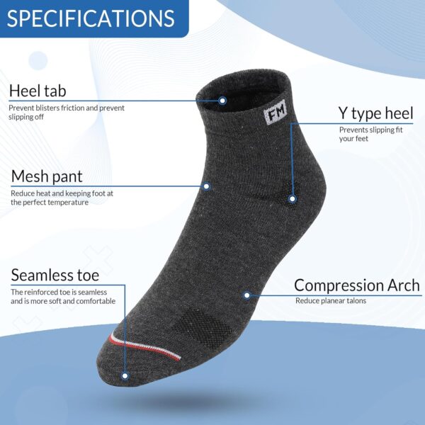 Fitness Mantra® 12 Pairs Sports Ankle Cotton Socks | Free Size| Breathable| Daily Use| Multicolor| 12 Pairs| - Image 5