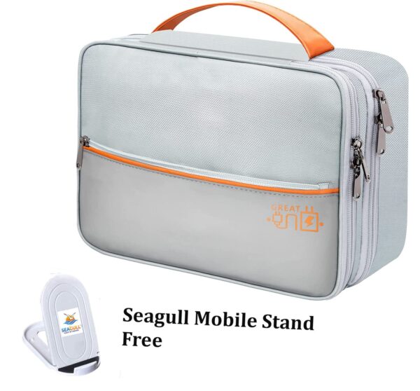 Seagull flight of fashion Nylon Double Layer Professional Electronic Gadget Organizer Case, Cable Organizer Bag For Accessories With Mobile Stand - 27 X 20 X 9 Cm - Grey - Model 2 - Image 3