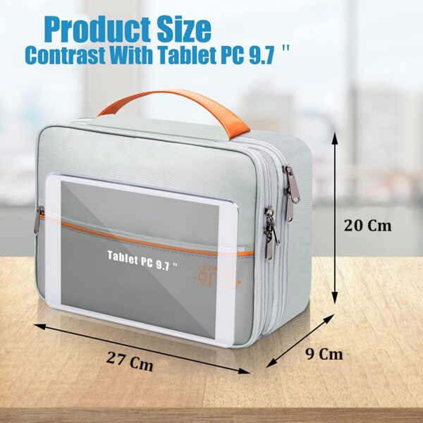 Seagull flight of fashion Nylon Double Layer Professional Electronic Gadget Organizer Case, Cable Organizer Bag For Accessories With Mobile Stand - 27 X 20 X 9 Cm - Grey - Model 2 - Image 4