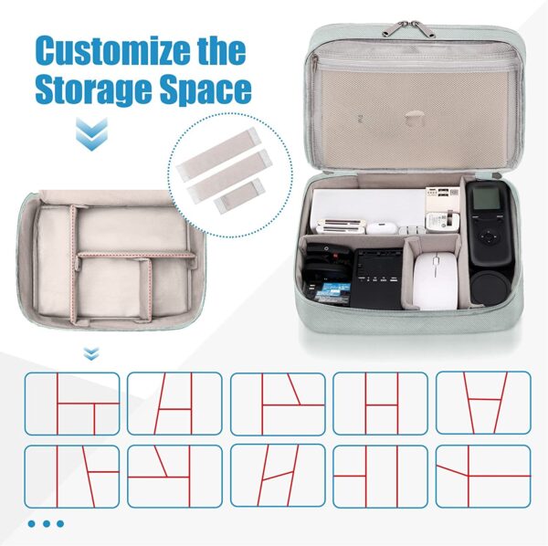 Seagull flight of fashion Nylon Double Layer Professional Electronic Gadget Organizer Case, Cable Organizer Bag For Accessories With Mobile Stand - 27 X 20 X 9 Cm - Grey - Model 2 - Image 6
