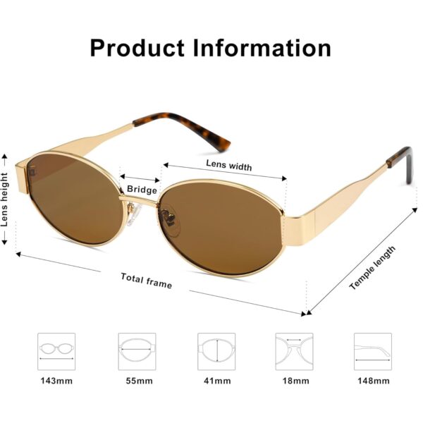 HASHTAG Retro Oval Sunglasses for Women | Stylish UV400 Protection Shades | Lightweight Durable Metal Frame | Trendy Vintage Oval Glares for Women | Classic & Elegant Design for All Occasions - Image 10