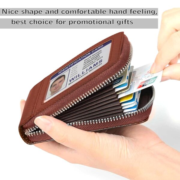 Storite PU Leather 9 Slot Vertical Credit Debit Card Holder Money Wallet Zipper Coin Purse for Men Women - Lightbrown (11.5 x 1.75 x 8 cm) - Image 7