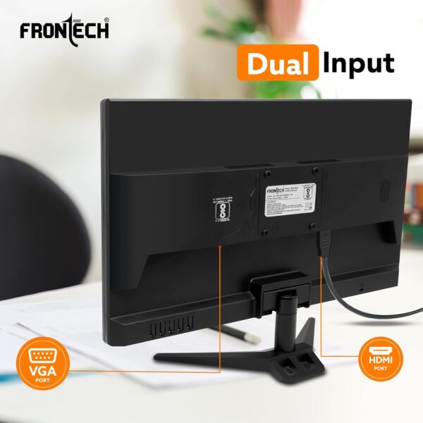 FRONTECH 20 Inch HD LED Monitor | Refresh Rate 60 Hz, 1600 x 900 Pixels | Wall Mountable Slim & Stylish Design with 16.7M Colors | HDMI & VGA Ports, Built-in Power Supply (MON-0054,Black) - Image 3