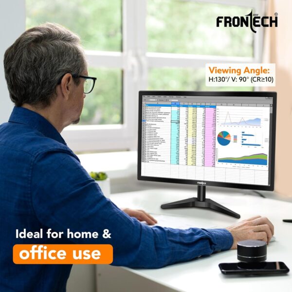 FRONTECH 20 Inch HD LED Monitor | Refresh Rate 60 Hz, 1600 x 900 Pixels | Wall Mountable Slim & Stylish Design with 16.7M Colors | HDMI & VGA Ports, Built-in Power Supply (MON-0054,Black) - Image 7