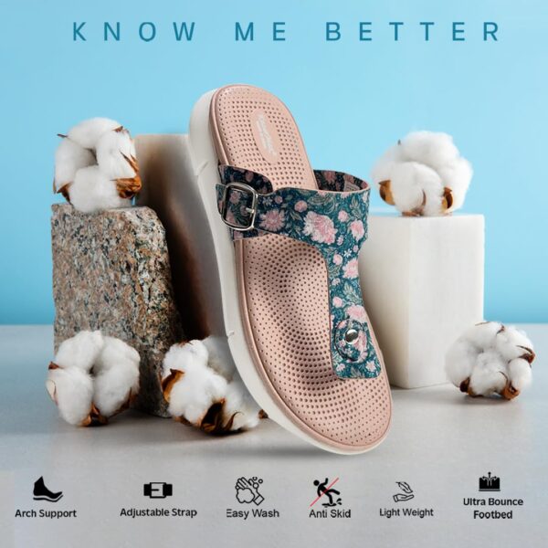 KazarMax Amelia Lightweight | Cushioned | Bounce Back | Floral Printed Flat Thong Sandals For Women - Image 3