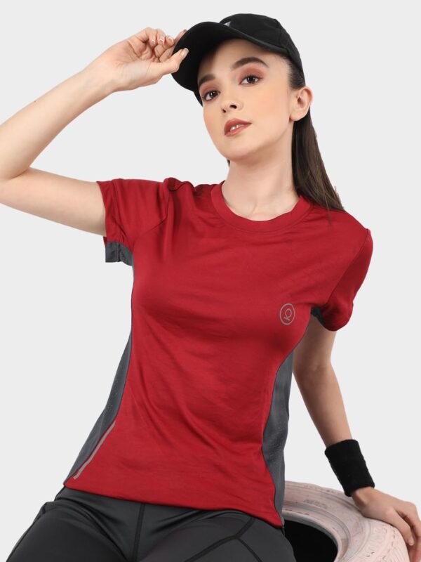 CHKOKKO Women’s Solid Quick Dry Sports Half Sleeve Regular Fit Active Wear Gym Tshirt Round Crew Neck Breathable Side Mesh Panels for Running Workout and Fitness - Image 5