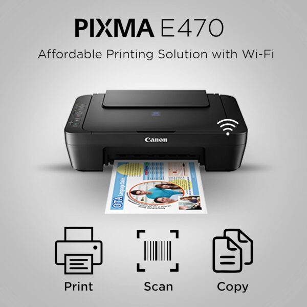 Canon PIXMA E470 All in One (Print, Scan, Copy) WiFi Ink Efficient Colour Printer for Home - Image 5