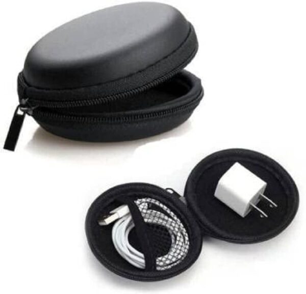 EDNITA Earphone Pouch Case Cover Carrying Storage Case for Headphone |Headset | Pen Drives | SD Cards & All Mobile Accessories - Black - Pack of - 2 - Image 4