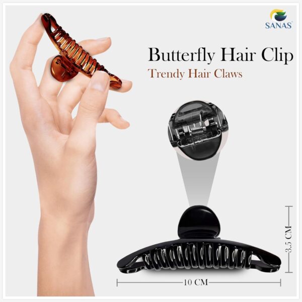 Sanas (4Pcs) Butterfly Clips for Women Hair Clutcher for Women Hair Accessories Hair Clips for Girls Daily Use Banana Hair Claw Clips for Ladies Stylish (4Pcs) (Assorted) - Image 3