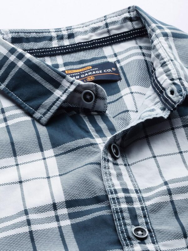The Indian Garage Co Men's Cotton Slim Fit Checkered Full Sleeves Cutaway Collar Casual Shirt - Image 3