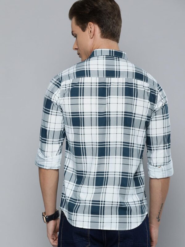 The Indian Garage Co Men's Cotton Slim Fit Checkered Full Sleeves Cutaway Collar Casual Shirt - Image 5