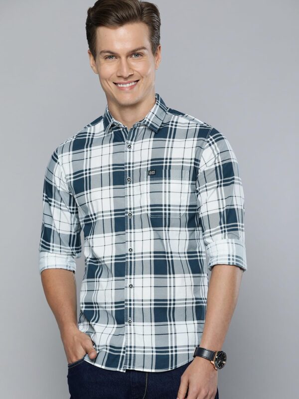 The Indian Garage Co Men's Cotton Slim Fit Checkered Full Sleeves Cutaway Collar Casual Shirt - Image 6