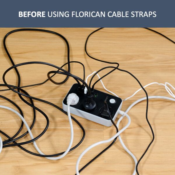 FLORICAN Cable Organiser, Cord Management System for PC, TV, Home Theater, Speaker & Cables, Reusable Cable Organizer for Desk, WFH Accessories, Reusable Cable Ties Strap (15 Pcs) - Image 6