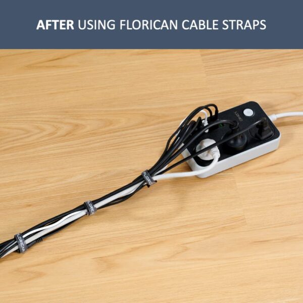 FLORICAN Cable Organiser, Cord Management System for PC, TV, Home Theater, Speaker & Cables, Reusable Cable Organizer for Desk, WFH Accessories, Reusable Cable Ties Strap (15 Pcs) - Image 7