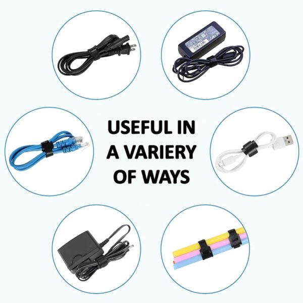 FLORICAN Cable Organiser, Cord Management System for PC, TV, Home Theater, Speaker & Cables, Reusable Cable Organizer for Desk, WFH Accessories, Reusable Cable Ties Strap (15 Pcs) - Image 9