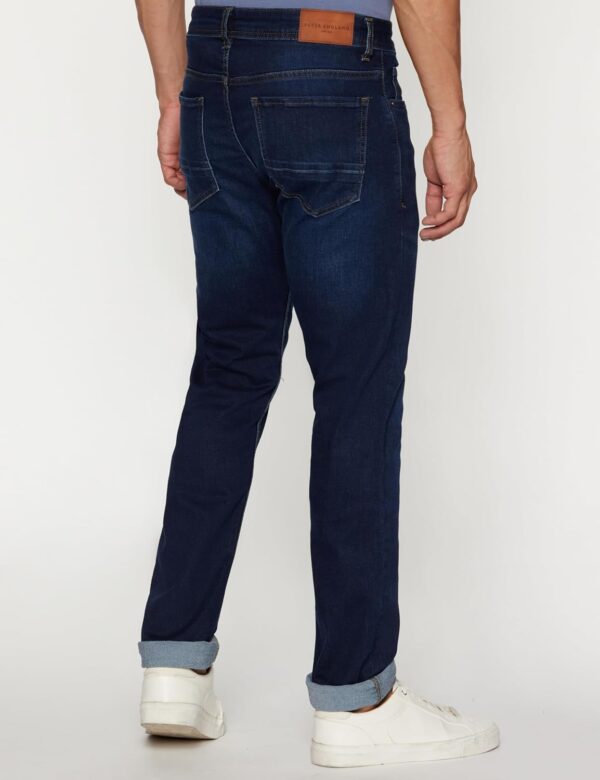 Peter England Men's Tapered Fit Mid Rise Classic Tape Stretchable Twill Jeans - Image 3