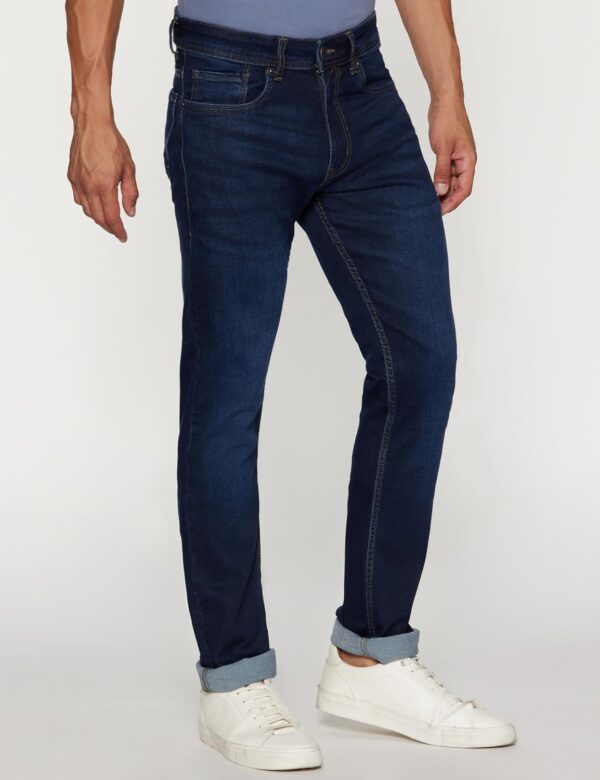 Peter England Men's Tapered Fit Mid Rise Classic Tape Stretchable Twill Jeans - Image 4