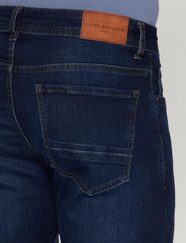 Peter England Men's Tapered Fit Mid Rise Classic Tape Stretchable Twill Jeans - Image 6
