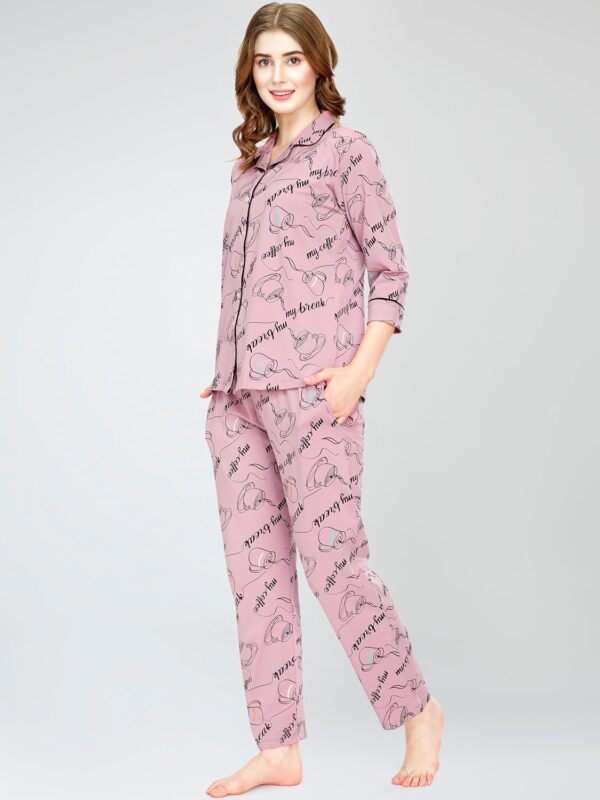 ZEYO Night Suit for Women's Cup & Saucer Printed Cotton Night Dress of Shirt and Pajama Set 5757 - Image 5