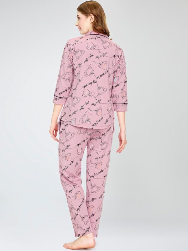 ZEYO Night Suit for Women's Cup & Saucer Printed Cotton Night Dress of Shirt and Pajama Set 5757 - Image 6