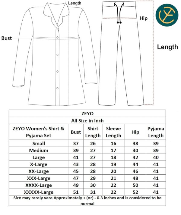 ZEYO Night Suit for Women's Cup & Saucer Printed Cotton Night Dress of Shirt and Pajama Set 5757 - Image 8