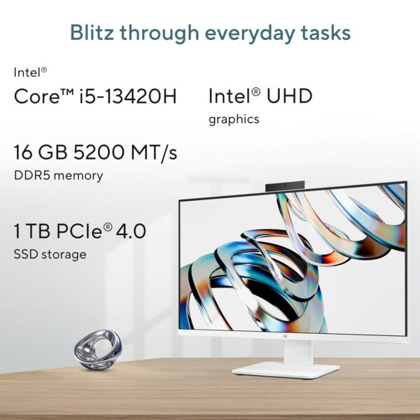 ASUS AiO V470,13th Gen Intel Core i5-13420H, 27" FHD,100Hz,All-in-One PC(16GB RAM/1TB SSD/Windows 11/Office 24/Retractable Camera/with Wireless Keyboard & Mouse/M365 Basic (1Year)*) V470VA-KWPE005WS - Image 3