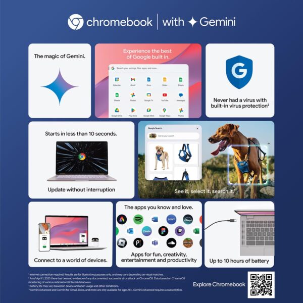 Lenovo {SmartChoice)Chromebook Intel Celeron N4500 (4GB RAM/64GB eMMC 5.1/11.6 Inch (29.46cm)/HD Display/2Wx2 Stereo Speakers/HD Camera/Chrome OS/Blue/1.21Kg), 82UY0014HA - Image 4