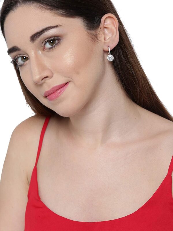 Zaveri Pearls Glittering Cubic Zirconia Studded Rose Gold Bali Earring For Women-ZPFK7993 - Image 3
