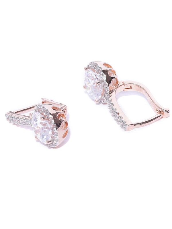 Zaveri Pearls Glittering Cubic Zirconia Studded Rose Gold Bali Earring For Women-ZPFK7993 - Image 4