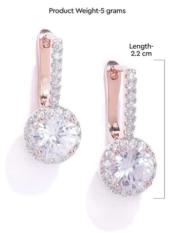 Zaveri Pearls Glittering Cubic Zirconia Studded Rose Gold Bali Earring For Women-ZPFK7993 - Image 5