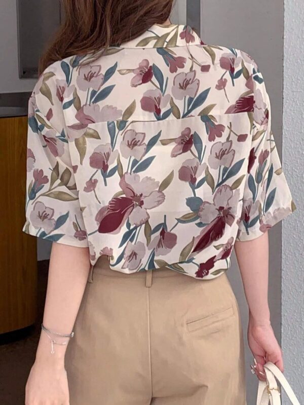 Leriya Fashion Women Crepe Oversized Shirt Korean Casual Short Sleeve Loose Fit Top | Summer Wear - Image 3