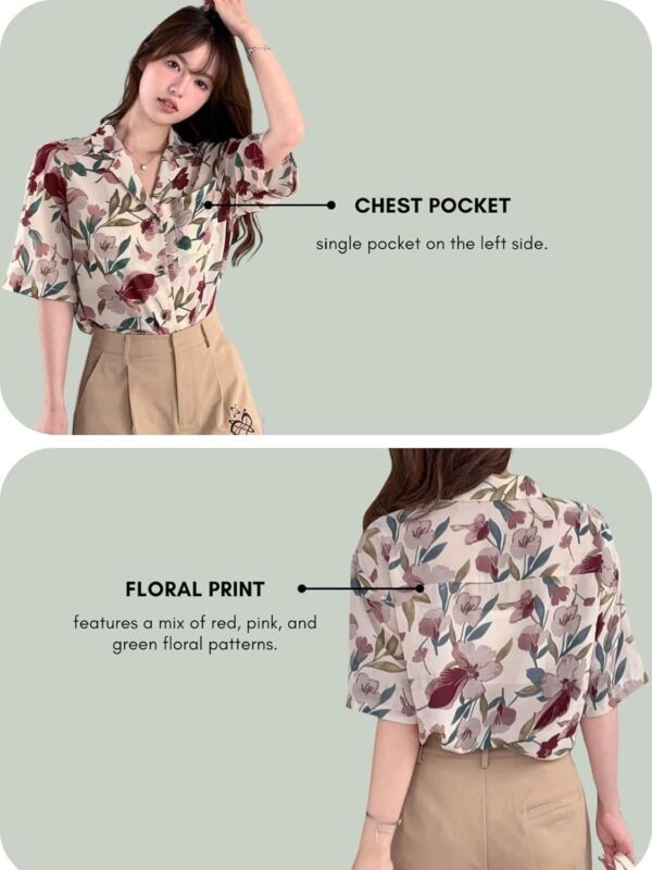 Leriya Fashion Women Crepe Oversized Shirt Korean Casual Short Sleeve Loose Fit Top | Summer Wear - Image 5
