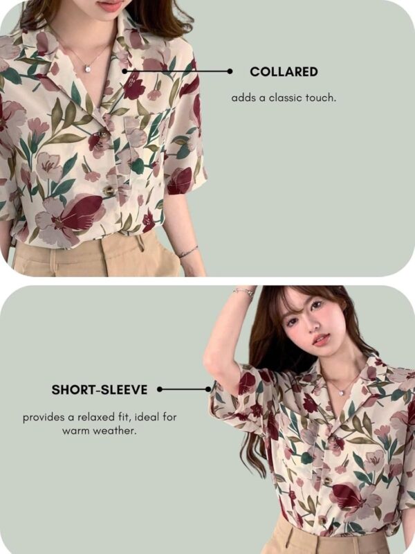 Leriya Fashion Women Crepe Oversized Shirt Korean Casual Short Sleeve Loose Fit Top | Summer Wear - Image 6
