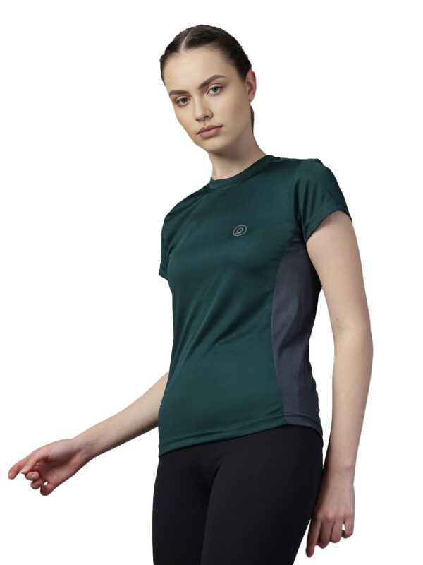 CHKOKKO Women’s Solid Quick Dry Sports Half Sleeve Regular Fit Active Wear Gym Tshirt Round Crew Neck Breathable Side Mesh Panels for Running Workout and Fitness - Image 2