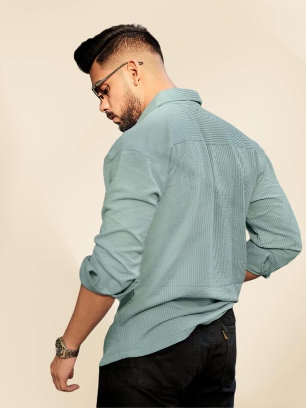 IndoPrimo Men's Regular Fit Fancy Double Pocket Casual Shirt for Men Full Sleeves - Cargo - Image 5