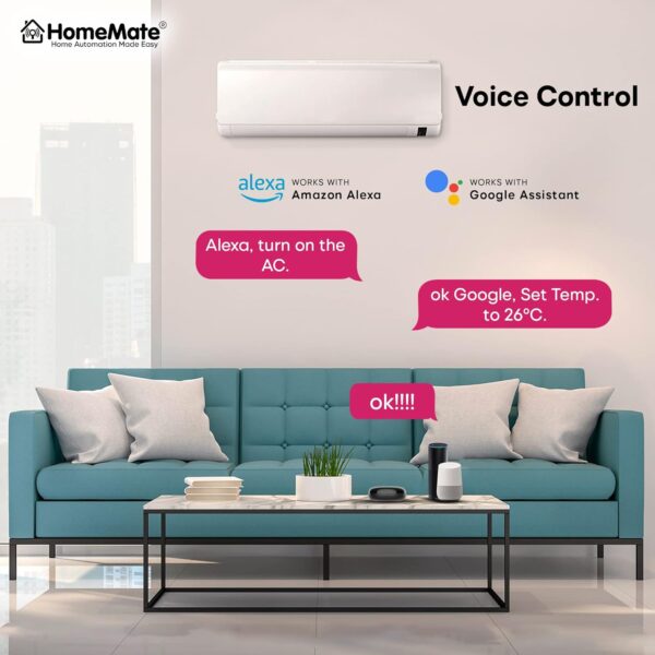 HomeMate® Wi-Fi Smart IR Control Hub (Pack of 1) | Smart Air Conditioner Remote | Compatible with Alexa, Google Home | All in One Infrared Remote for Smart Home | Black - Image 6